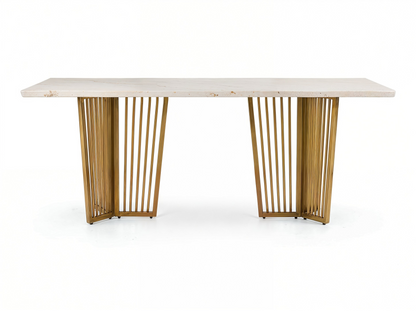 Barolo Dining Table 6 Seater PVD Gold Base - Furnishka