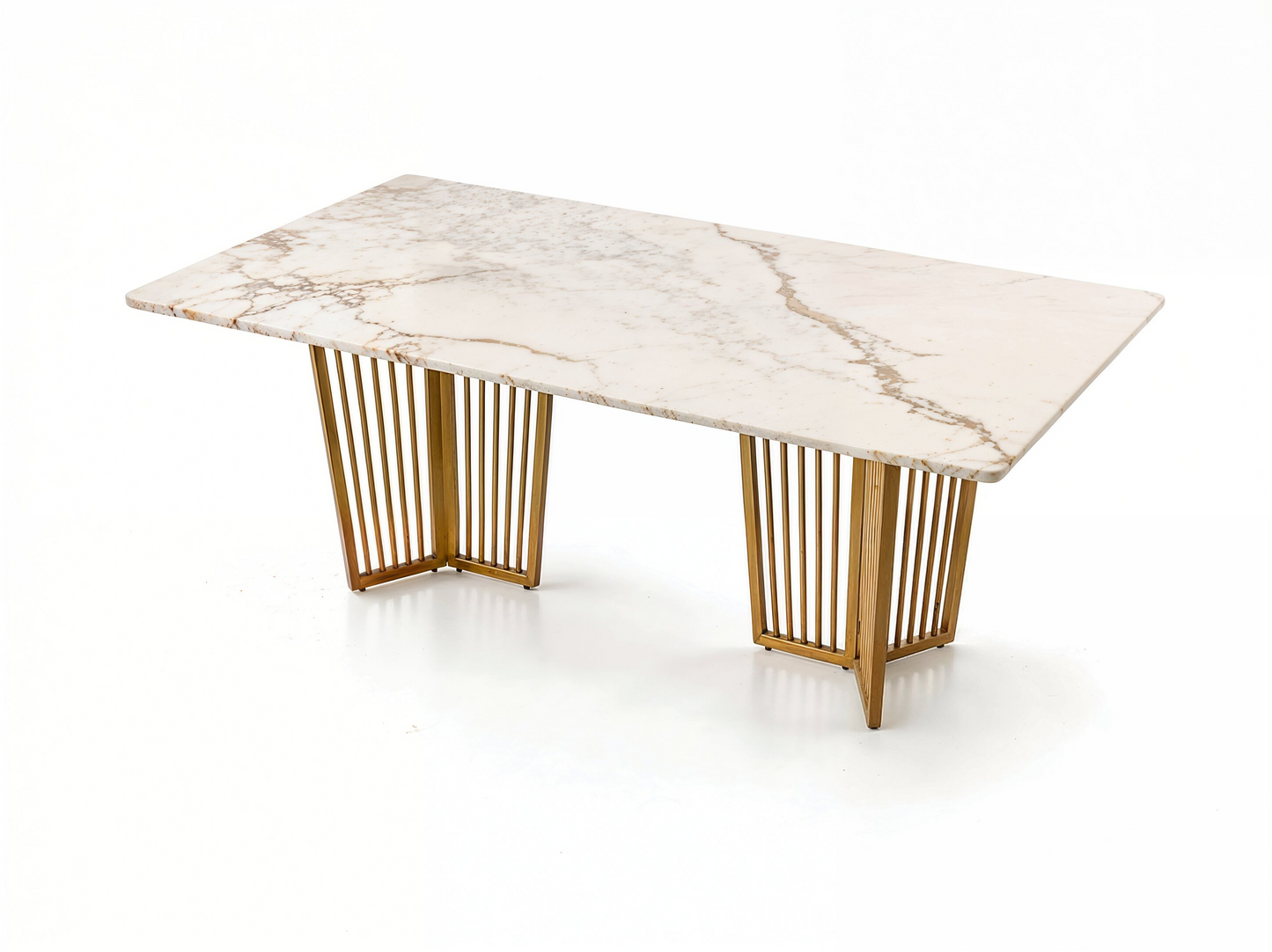 Barolo Dining Table 6 Seater PVD Gold Base - Furnishka