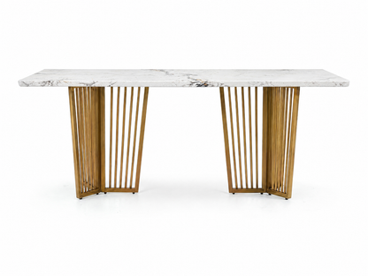 Barolo Dining Table 6 Seater PVD Gold Base - Furnishka