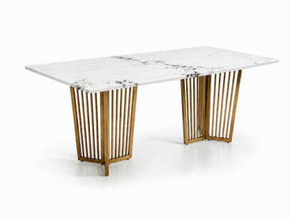 Barolo Dining Table 6 Seater PVD Gold Base - Furnishka