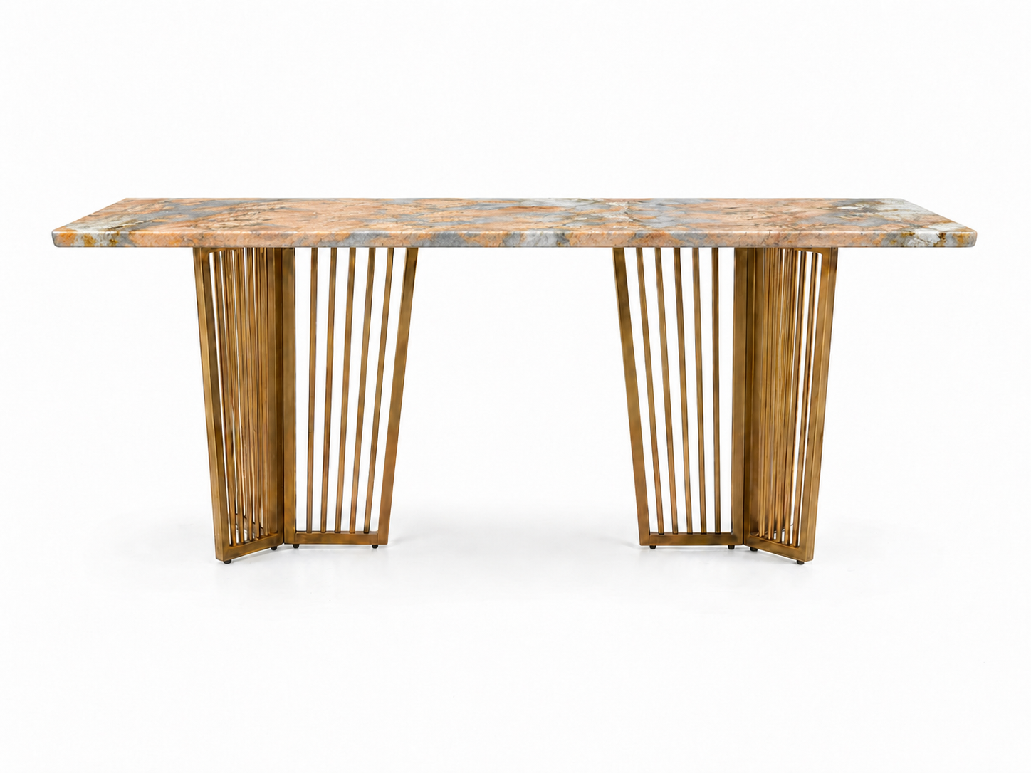 Barolo Dining Table 6 Seater PVD Gold Base - Furnishka