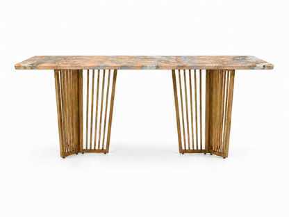 Barolo Dining Table 6 Seater PVD Gold Base - Furnishka
