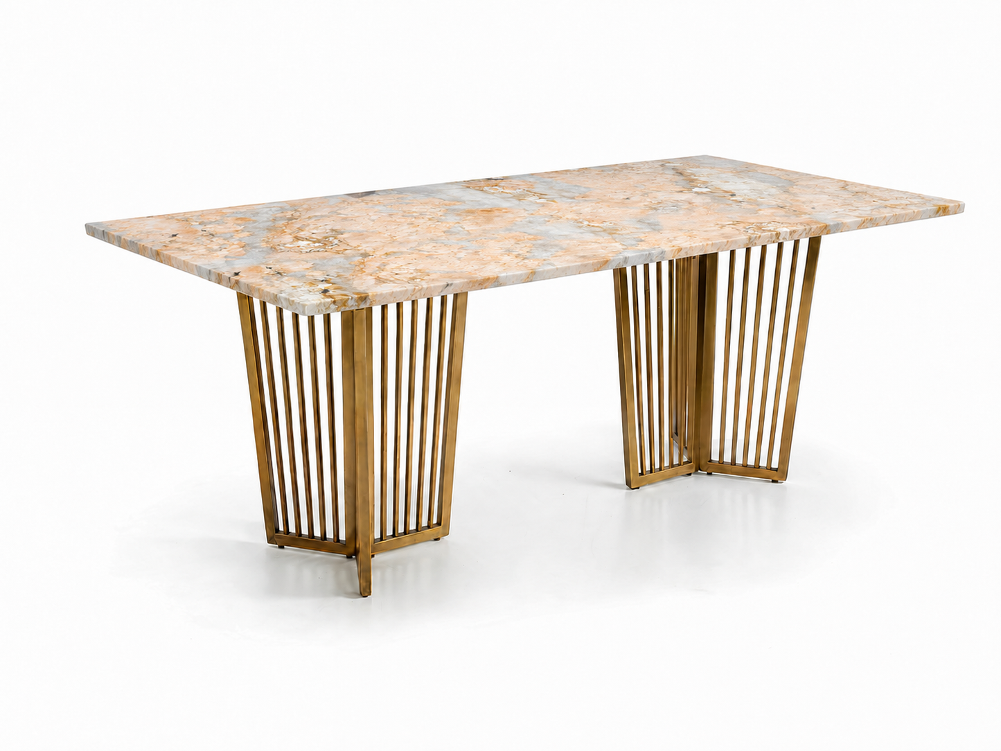 Barolo Dining Table 6 Seater PVD Gold Base - Furnishka