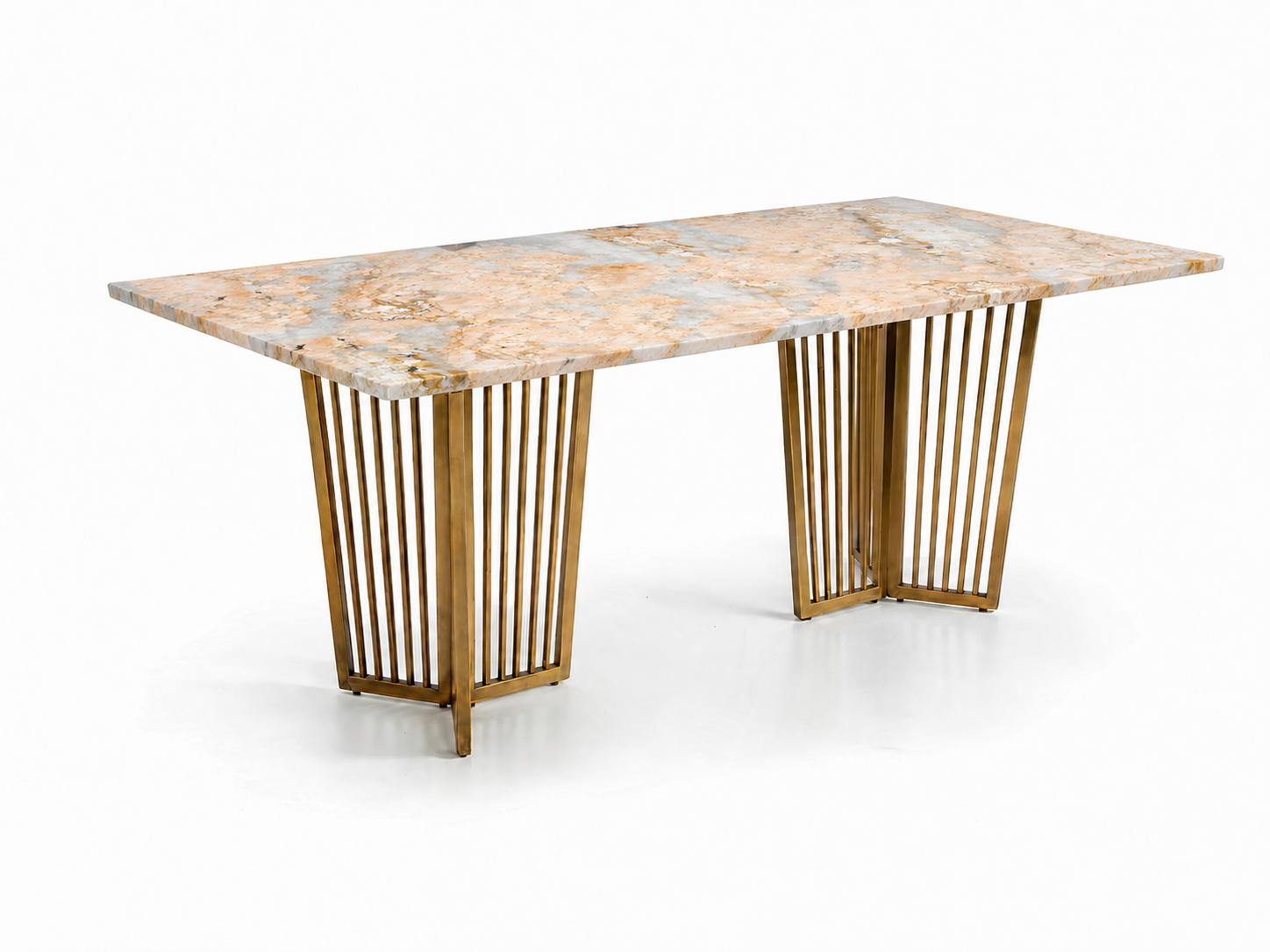 Barolo Dining Table 6 Seater PVD Gold Base - Furnishka