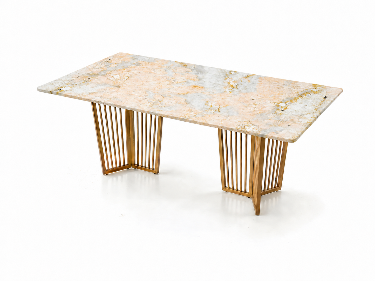 Barolo Dining Table 6 Seater PVD Gold Base - Furnishka