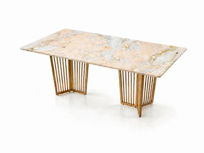 Barolo Dining Table 6 Seater PVD Gold Base - Furnishka