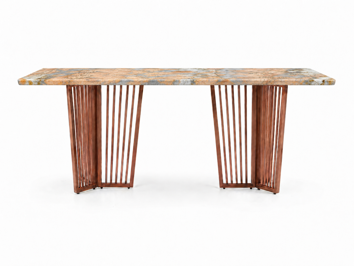 Barolo Dining Table 6 Seater Rose Gold Base - Furnishka