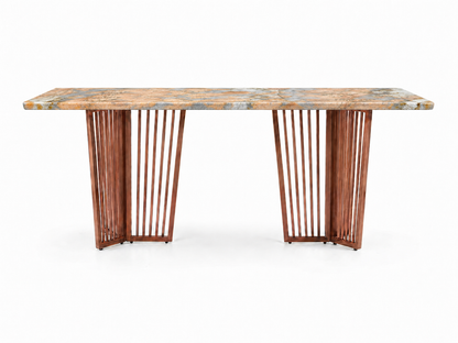 Barolo Dining Table 6 Seater Rose Gold Base - Furnishka