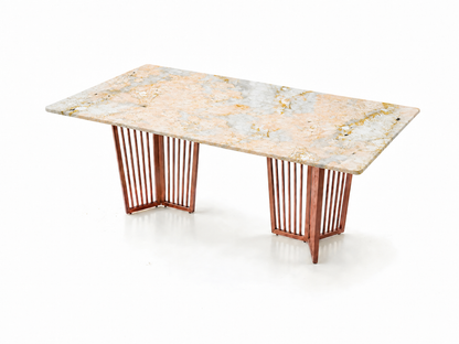Barolo Dining Table 6 Seater Rose Gold Base - Furnishka
