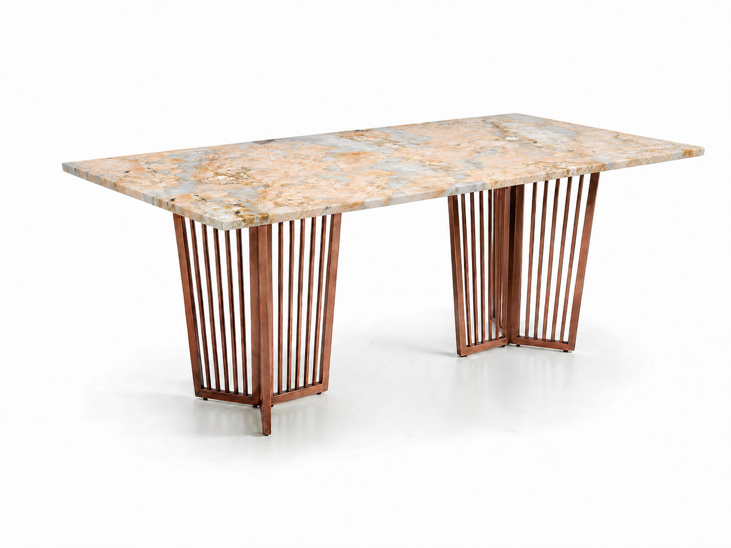 Barolo Dining Table 6 Seater Rose Gold Base - Furnishka