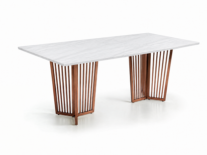 Barolo Dining Table 6 Seater Rose Gold Base - Furnishka