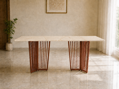 Barolo Dining Table 6 Seater Rose Gold Base