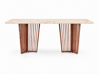 Barolo Dining Table 6 Seater Rose Gold Base - Furnishka