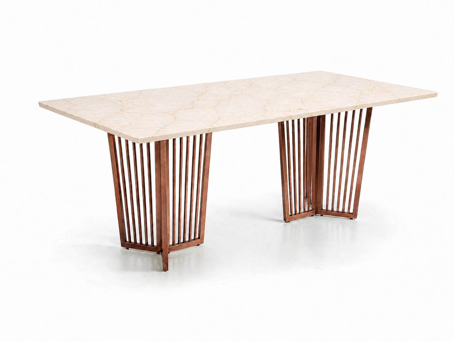 Barolo Dining Table 6 Seater Rose Gold Base - Furnishka