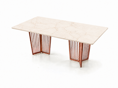 Barolo Dining Table 6 Seater Rose Gold Base - Furnishka