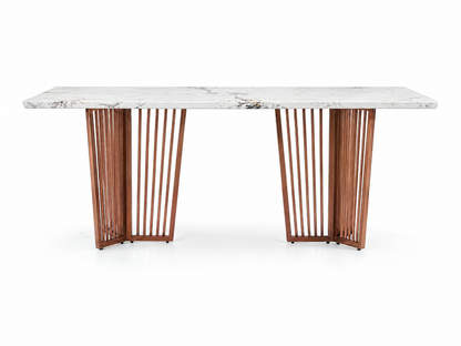 Barolo Dining Table 6 Seater Rose Gold Base - Furnishka