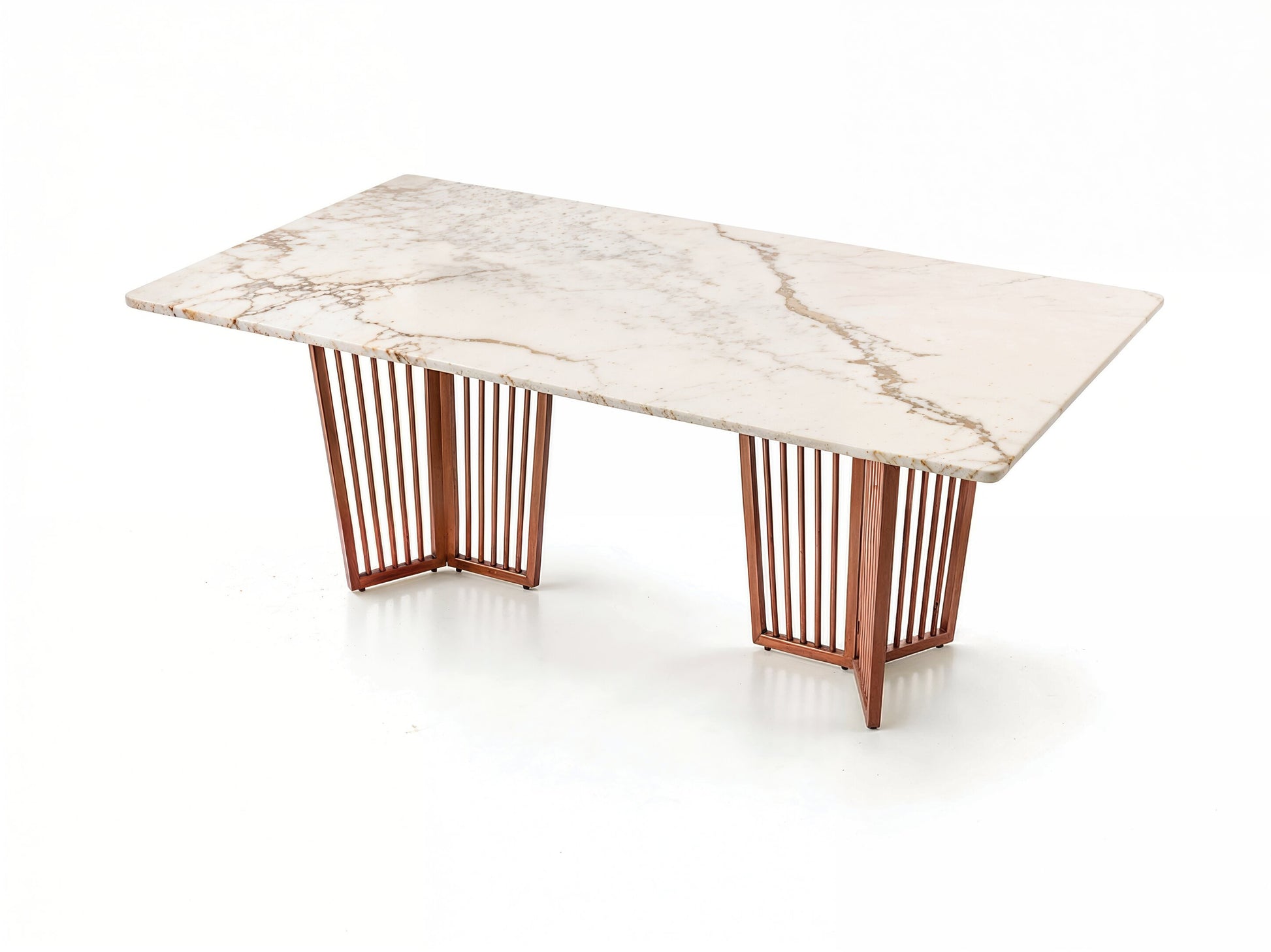 Barolo Dining Table 6 Seater Rose Gold Base - Furnishka