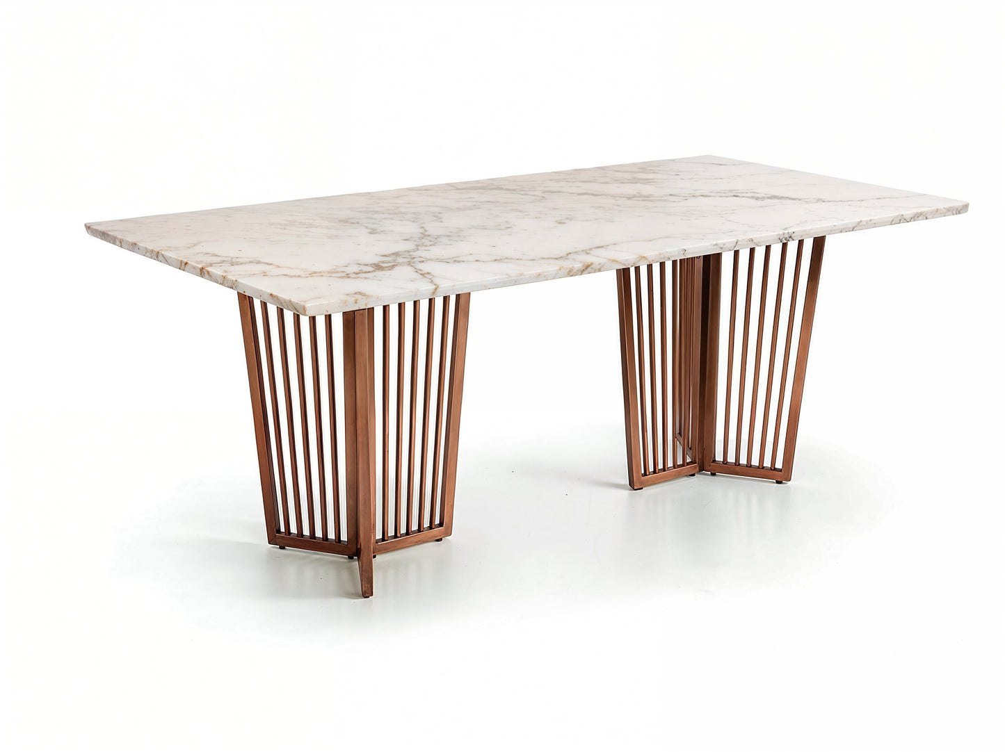 Barolo Dining Table 6 Seater Rose Gold Base - Furnishka