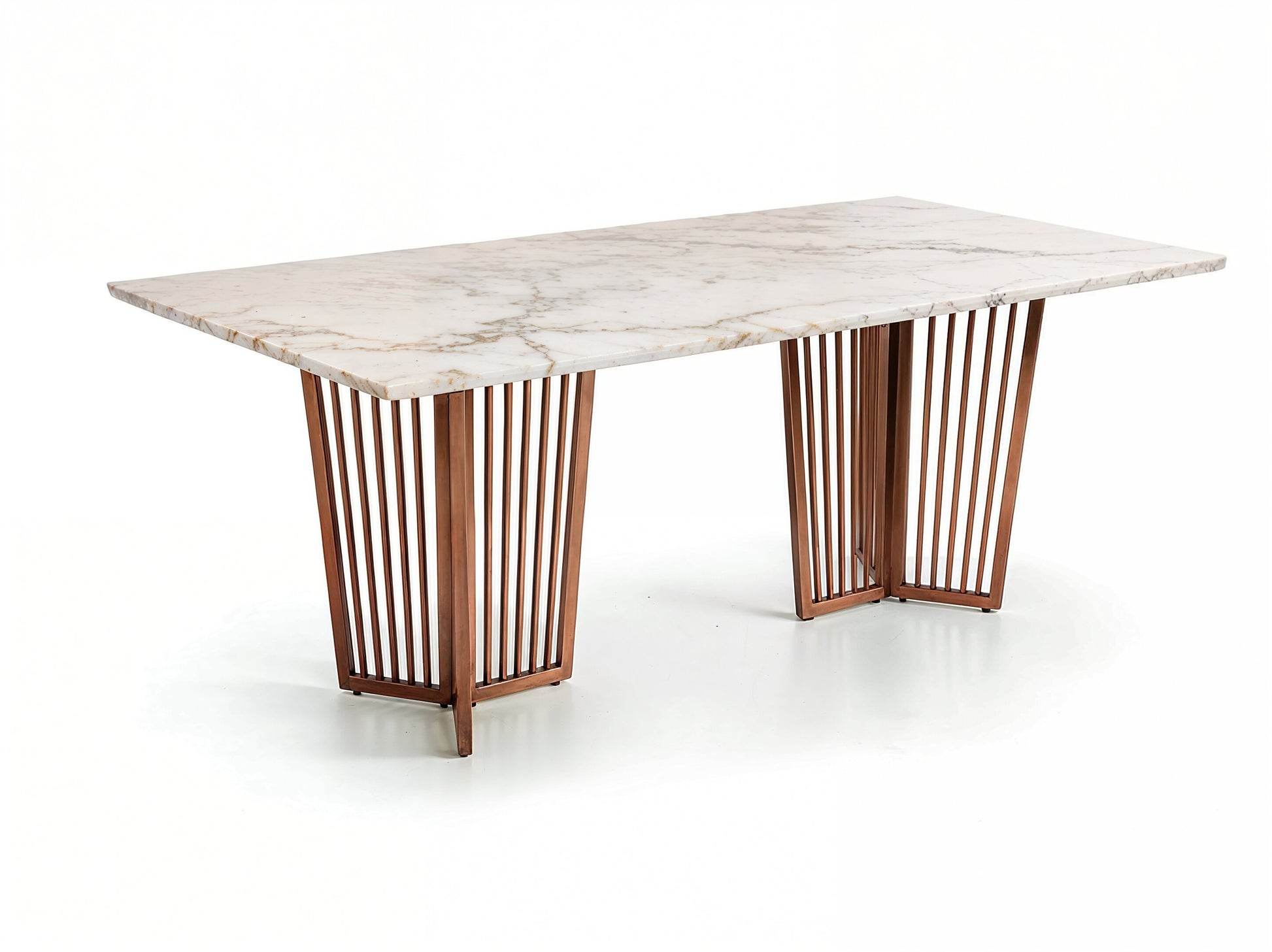 Barolo Dining Table 6 Seater Rose Gold Base - Furnishka