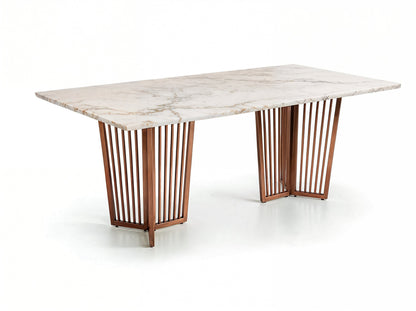 Barolo Dining Table 6 Seater Rose Gold Base - Furnishka