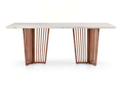 Barolo Dining Table 6 Seater Rose Gold Base - Furnishka