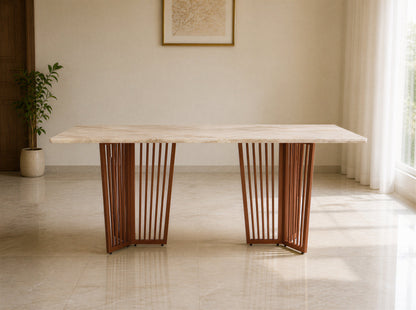 Barolo Dining Table 6 Seater Rose Gold Base - Furnishka