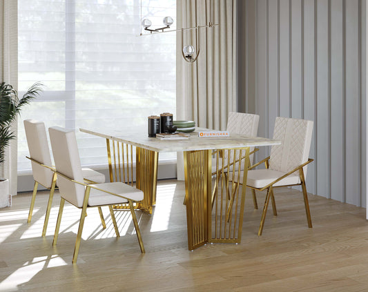 Barolo Dining Table with Australian Onyx Top - 4 Seater - Furnishka 
