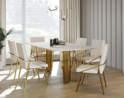 Barolo Dining Table with Australian Onyx Top - 6 Seater - Furnishka 