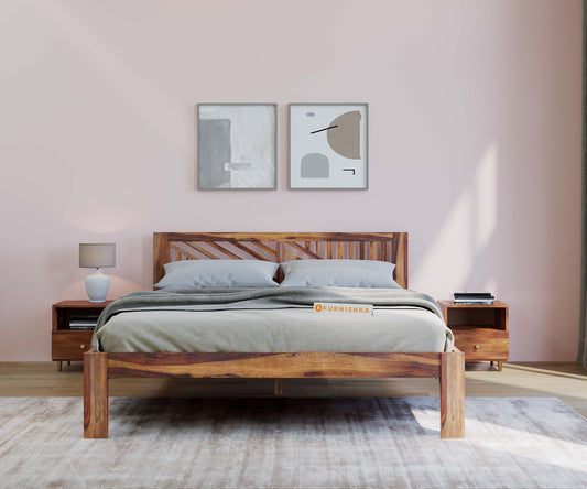 Oriel Bed in Sheesham wood - Non Storage - King - Furnishka 