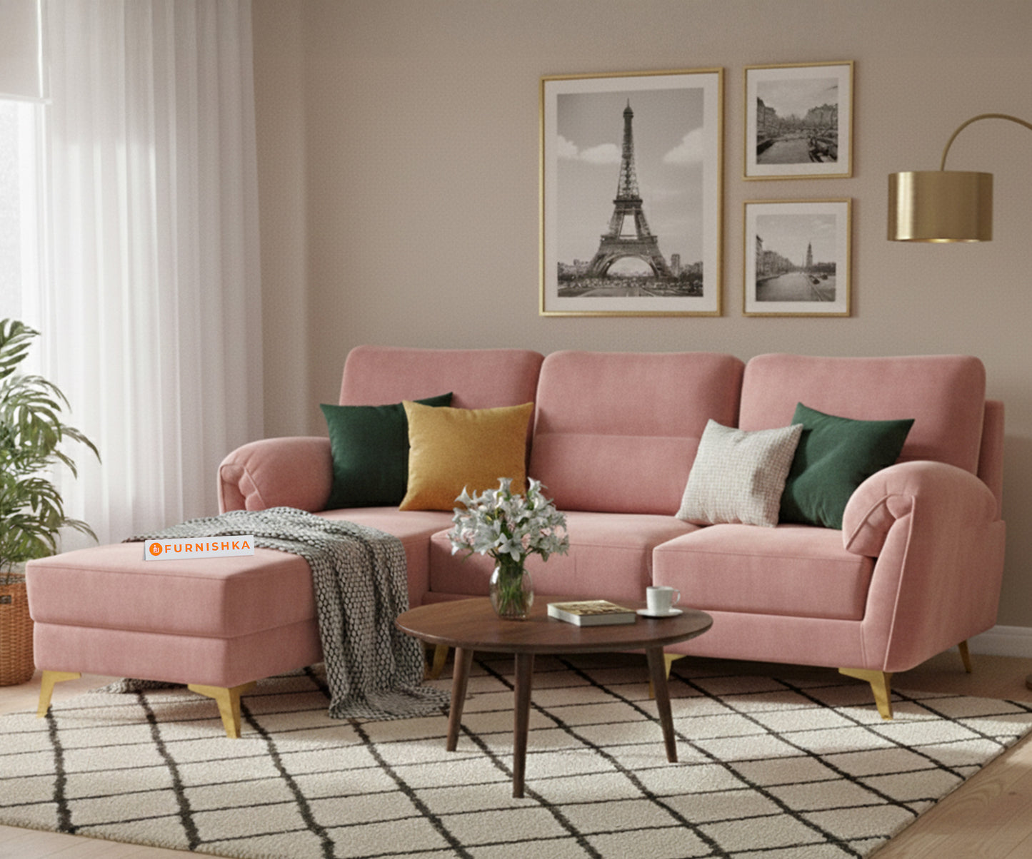 Bilance 2+L LHS Sofa Set Flamingo Pink - Furnishka 