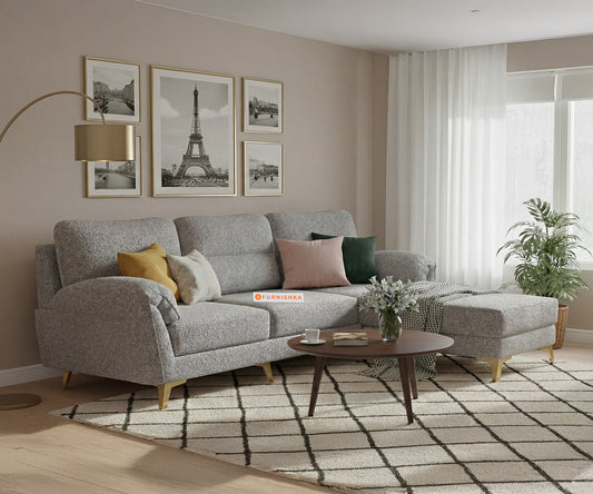 Bilance 2 Seater L Shape Sofa with Anthology Fabric Grey - RHS - Furnishka
