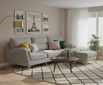 Bilance 2 Seater L Shape Sofa with Anthology Fabric Grey - RHS