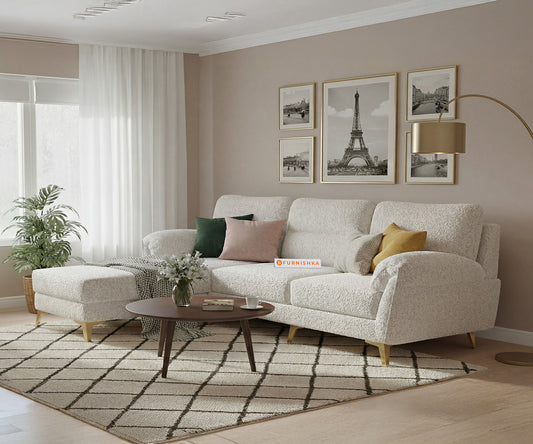 Bilance 2 Seater L Shape Sofas with Anthology Fabric  Light Beige - LHS - Furnishka