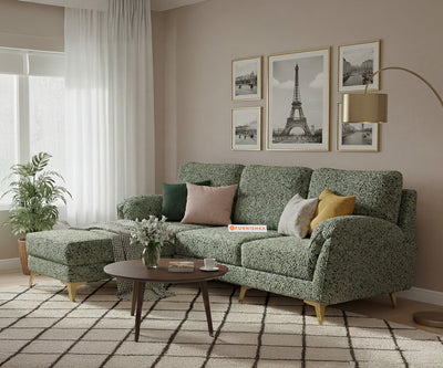 Bilance 2 Seater L Shape Sofas with Anthology Fabric Green - LHS