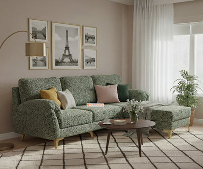 Bilance 2 Seater L Shape Sofa with Anthology Fabric Green - RHS