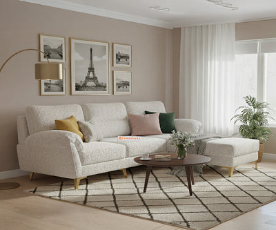 Bilance 2 Seater L Shape Sofa with Anthology Fabric Light Beige - RHS