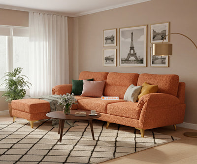 Bilance 2 Seater L Shape Sofas with Anthology Fabric Orange - LHS