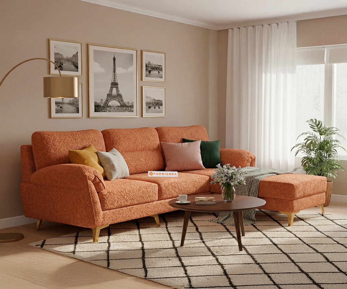 Bilance 2 Seater L Shape Sofa with Anthology Fabric Orange- RHS - Furnishka