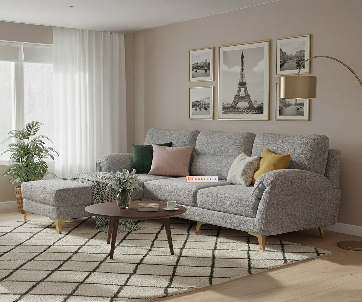 Bilance 2 Seater L Shape Sofas with Anthology Fabric Grey - LHS - Furnishka