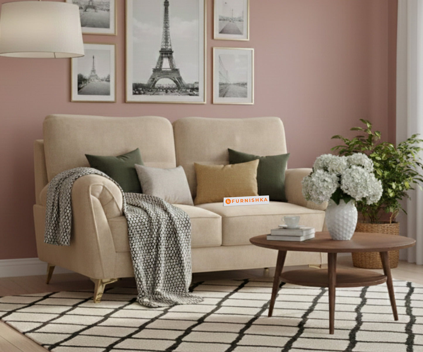 Bilance 2 Seater Sofa Set Light Beige - Furnishka 