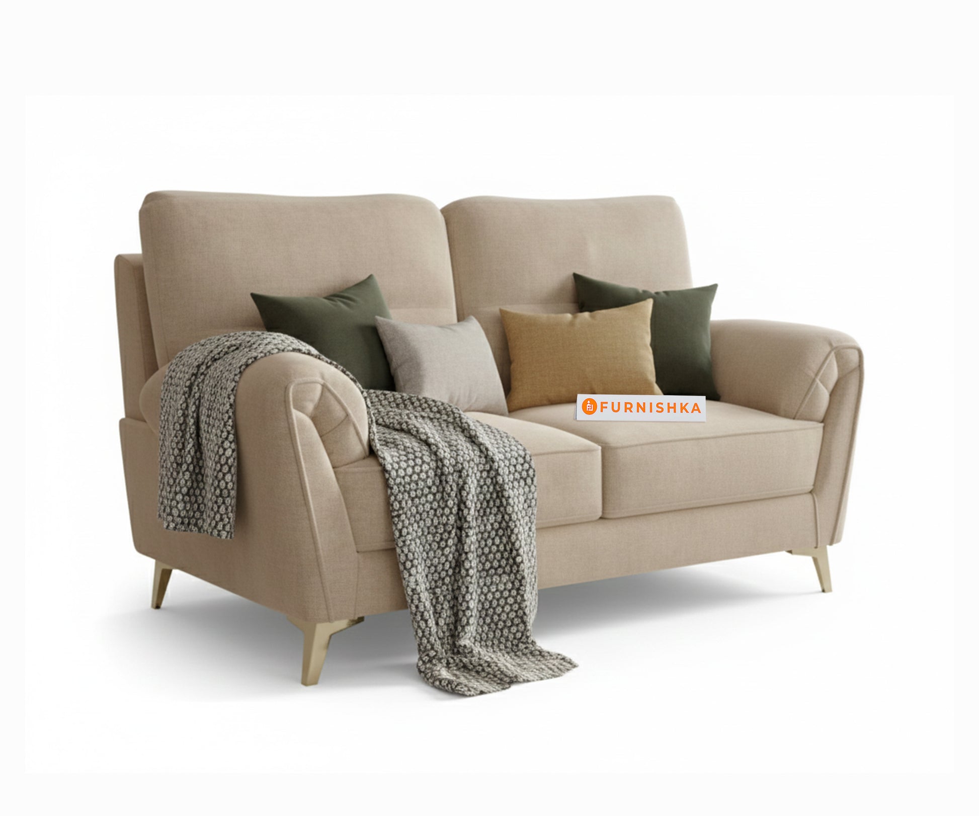 Bilance 2 Seater Sofa Set Light Beige - Furnishka 