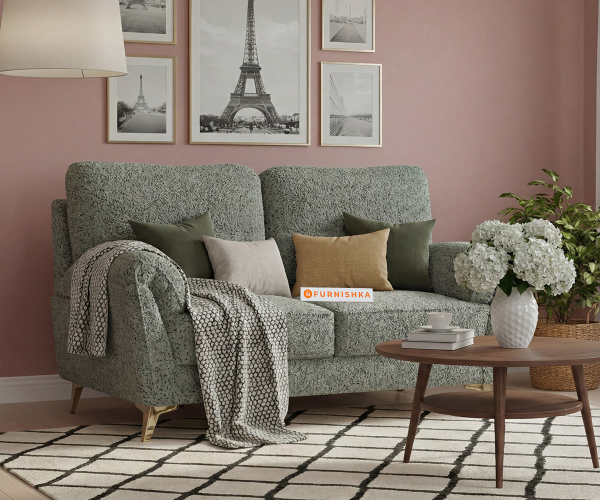Bilance 2 Seater Sofa Set With Anthology Fabric Green - Furnishka
