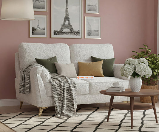 Bilance 2 Seater Sofa Set With Anthology Fabric Light Beige - Furnishka