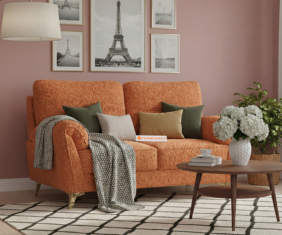 Bilance 2 Seater Sofa Set With Anthology Fabric Orange - Furnishka