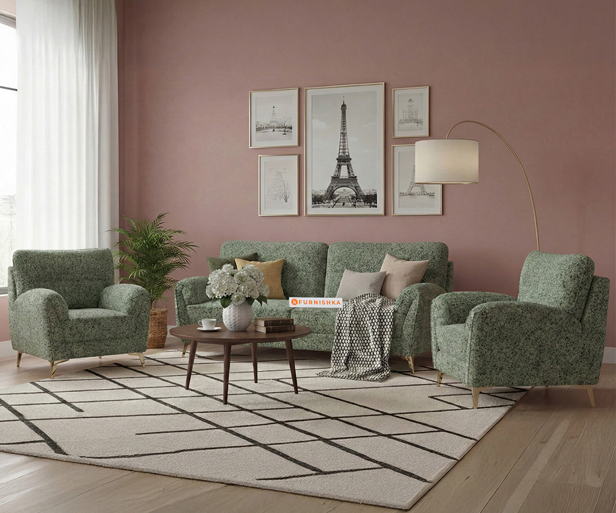 Bilance 3+1+1 Seater Sofa Set With Anthology Fabric Green - Furnishka