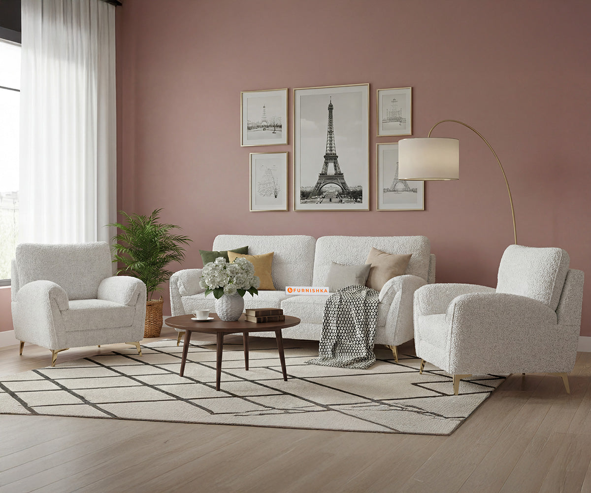 Bilance 3+1+1 Seater Sofa Set With Anthology Fabric Light Beige - Furnishka
