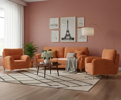 Bilance 3+1+1 Seater Sofa Set With Anthology Fabric Orange