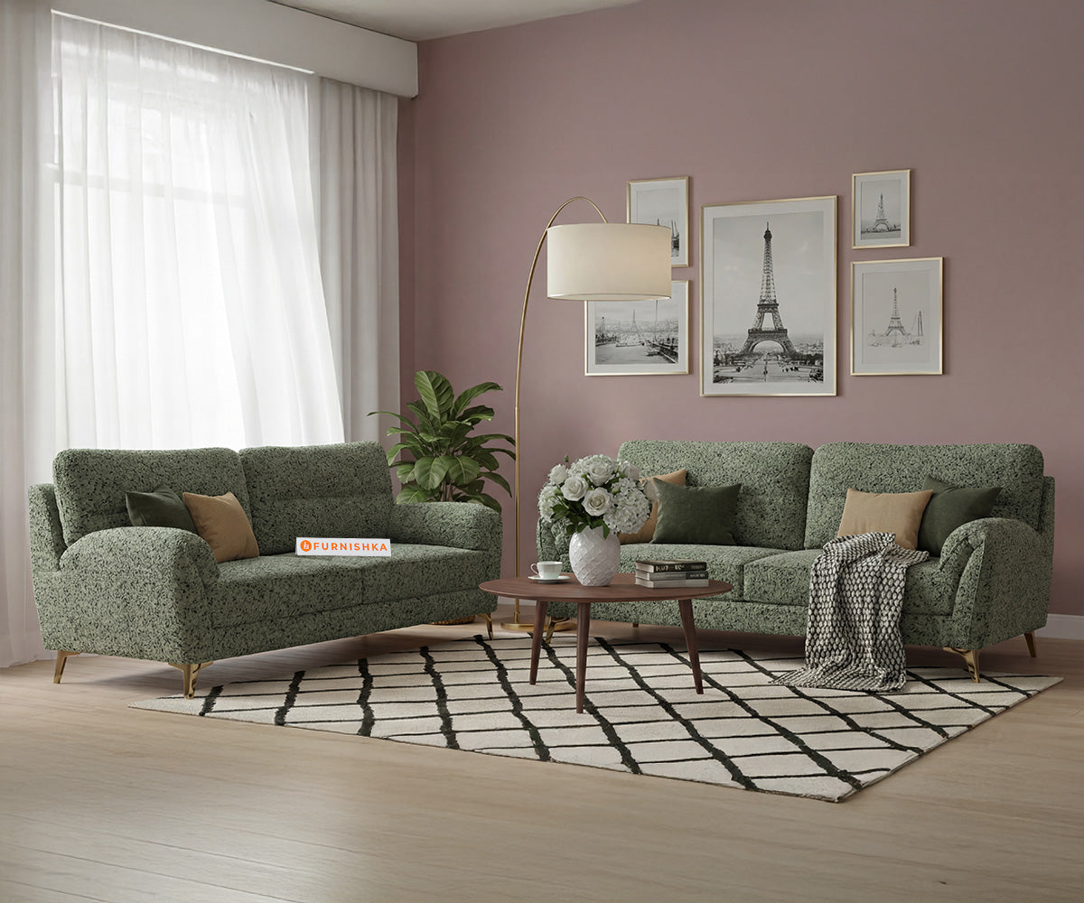 Bilance 3+2 Seater Sofa Set With Anthology Fabric Green - Furnishka
