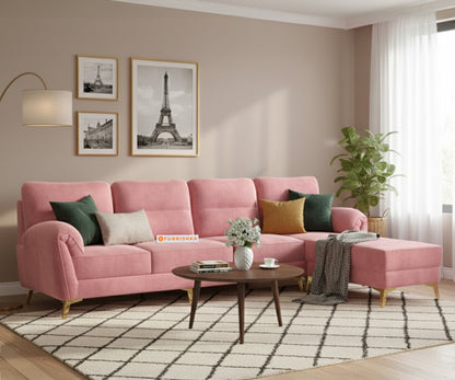 Bilance 3+L RHS Seater Sofa Set  Flamingo Pink - Furnishka 