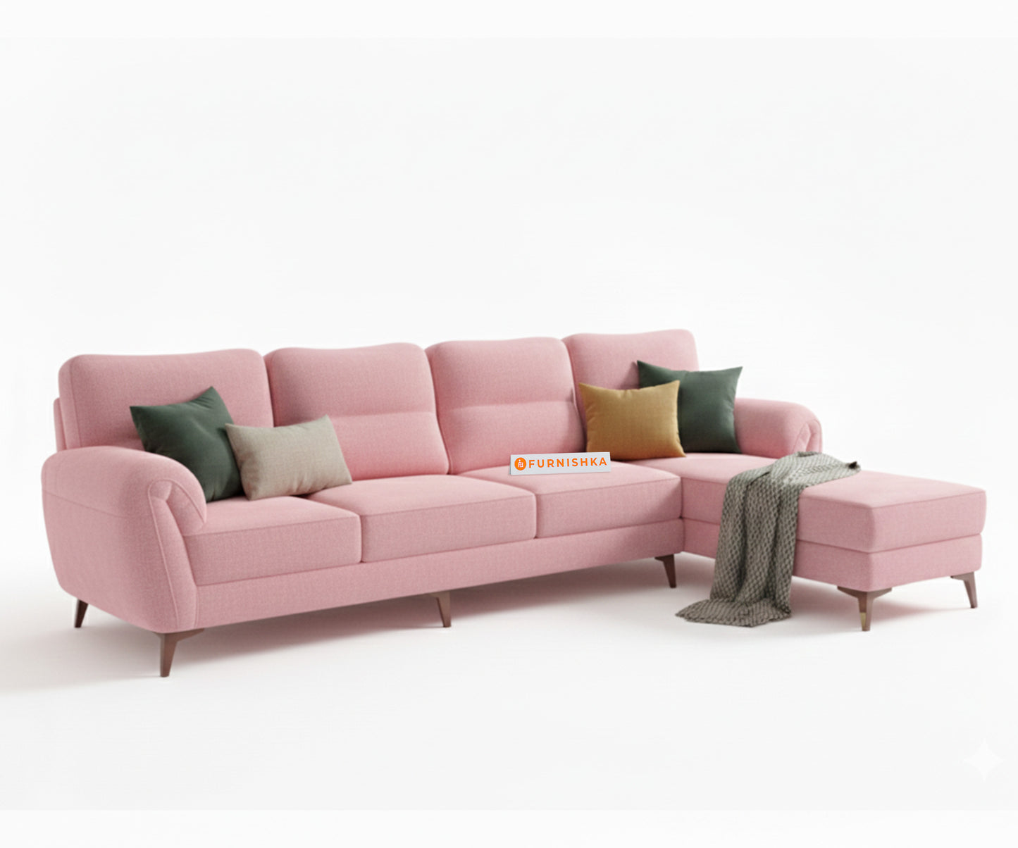 Bilance 3+L RHS Seater Sofa Set  Flamingo Pink - Furnishka 